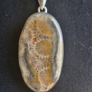 Natural Fossil Coral Pendant in Sterling Silver